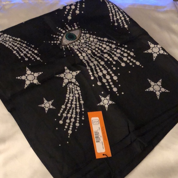 Kurt Geiger Black Evil Eye & Celestial 100% Silk Square Bandana Scarf NWT - Picture 16 of 16